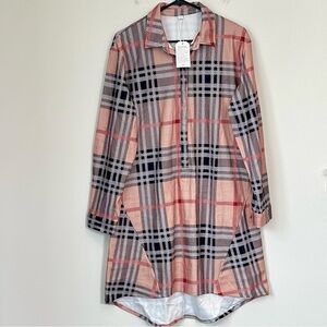 NWT Plaid Long Sleeve Shirt Dress - Size: Large